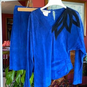 VINTAGE • Blue Asymmetrical Suit Set